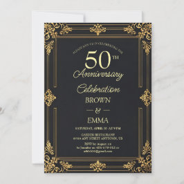 Invitación Celebración del 50º Aniversario en Negro Elegante 