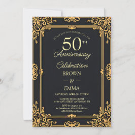 Invitación Celebración del 50º Aniversario en Negro Elegante 
