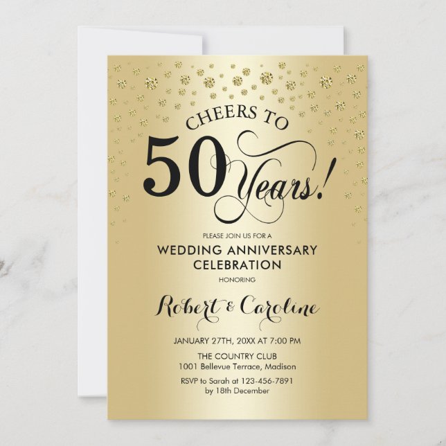 Invitación Celebración del 50º Aniversario - Negro Oro (Anverso)