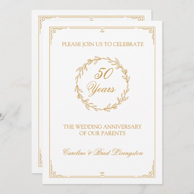 Invitación Celebración del 50 Aniversario de Bodas de Oro (Anverso / Reverso)