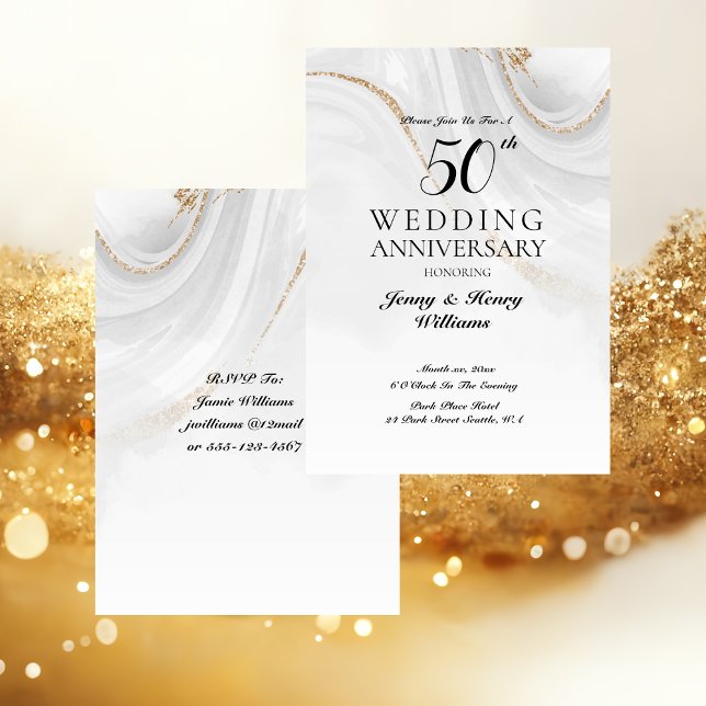 Invitación Celebración del 50° Aniversario del Boda de Oro (Golden 50th Wedding Anniversary Celebration Invitation)