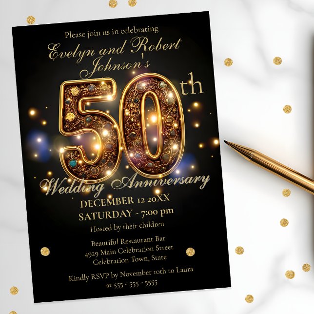 Invitación Celebración del 50° aniversario del Boda Gold de l (Subido por el creador)