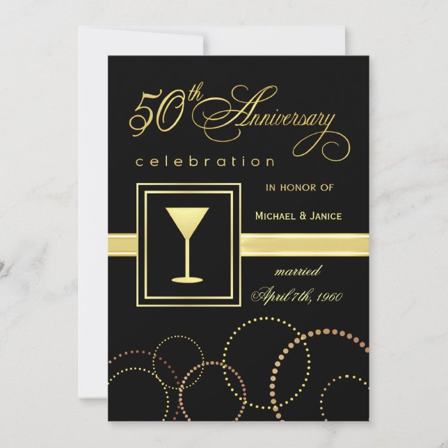 Invitación Celebración del 50° Aniversario del Boda - Moderno (Anverso)