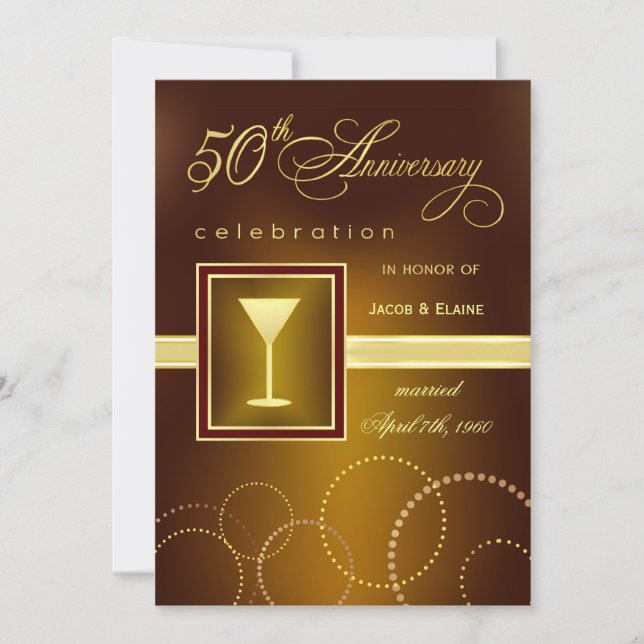 Invitación Celebración del 50° Aniversario del Boda - Moderno (Anverso)