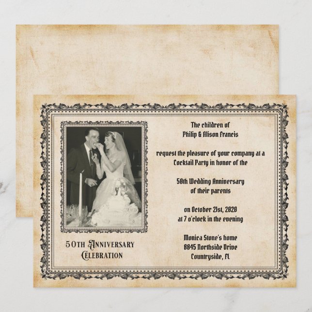 Invitación Celebración del 50° aniversario del estilo de époc (Anverso / Reverso)