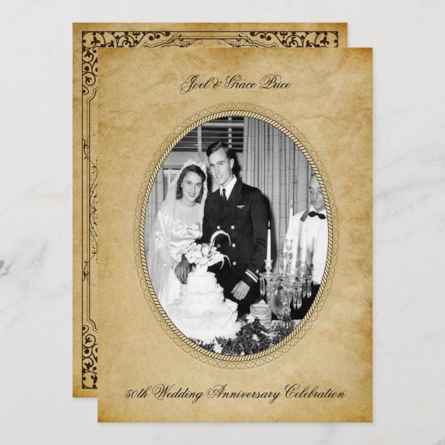 Invitación Celebración del 50 Aniversario Victoriano Antiguo (Anverso / Reverso)