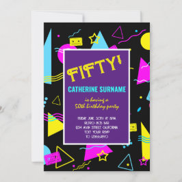 Invitación Celebración del 50 cumpleaños retro colorido