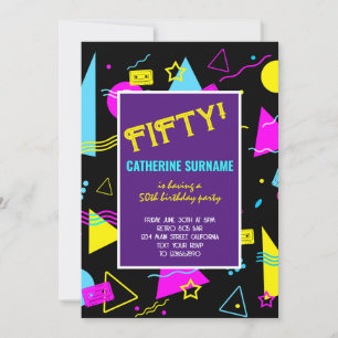 Invitación Celebración del 50 cumpleaños retro colorido