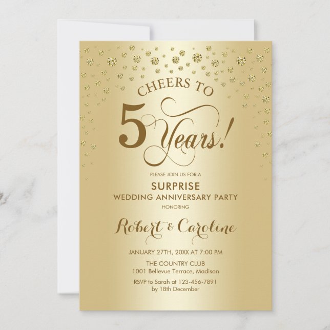 Invitación Celebración del 5° aniversario de Surprise Golden (Anverso)
