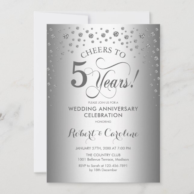 Invitación Celebración del 5° aniversario - Plata (Anverso)