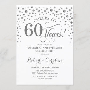 Invitación Celebración del 60º Aniversario - Blanco Plateado