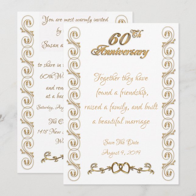 Invitación Celebración del 60º Aniversario de Boda (Anverso / Reverso)