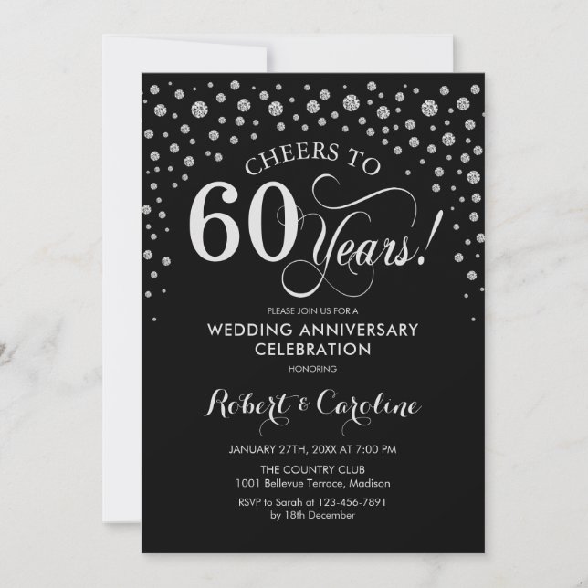Invitación Celebración del 60º Aniversario - Plata Negro (Anverso)