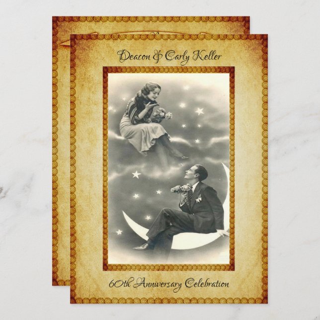 Invitación Celebración del 60º Aniversario Vintage (Anverso / Reverso)