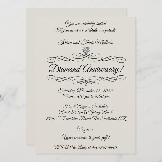 Invitación Celebración del 60° aniversario del Diamante (Anverso / Reverso)