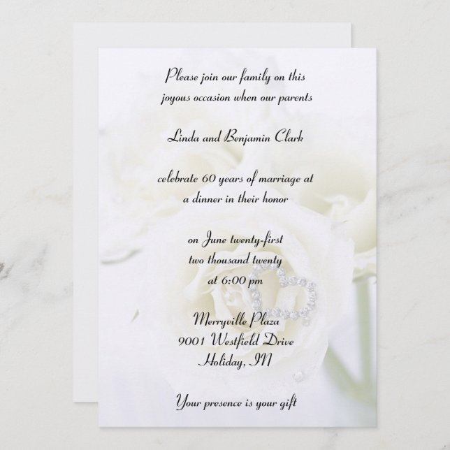 Invitación Celebración del 60 aniversario del diamante (Anverso / Reverso)
