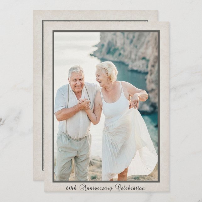 Invitación Celebración del 60 aniversario Vintage (Anverso / Reverso)