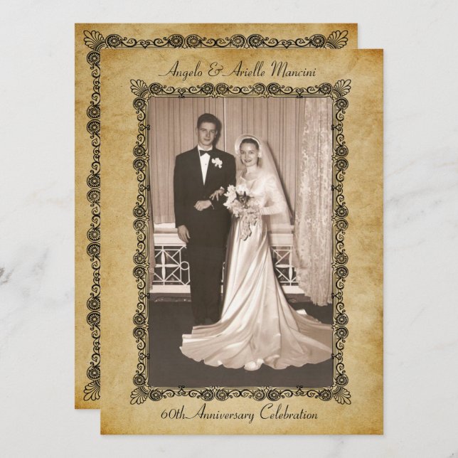 Invitación Celebración del 60 aniversario Vintage (Anverso / Reverso)