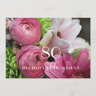 Invitación ¡Celebración del 80 aniversario!-Flores rosas