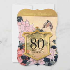Invitación Celebración del 80 cumpleaños de Mariposa y Peonía