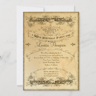 Invitación Celebración del 80 cumpleaños vintage con manchas 