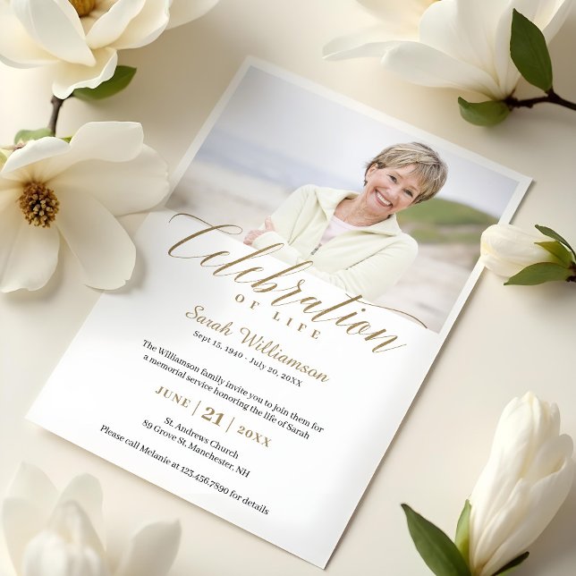 Invitación Celebración del aniversario de la muerte por la me (Death Anniversary Celebration of Life Photo Memory Invitation)