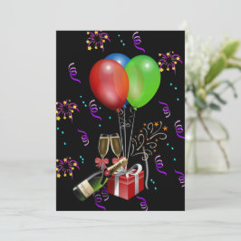 Invitación Celebración del aniversario de los globos botellas