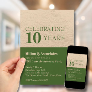Invitación Celebración del aniversario de negocios Verde y Or