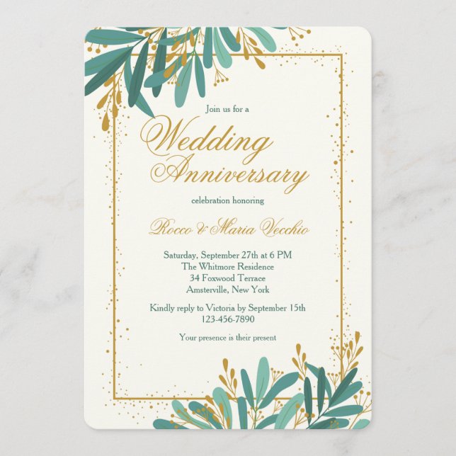 Invitación Celebración del aniversario del boda (Anverso)