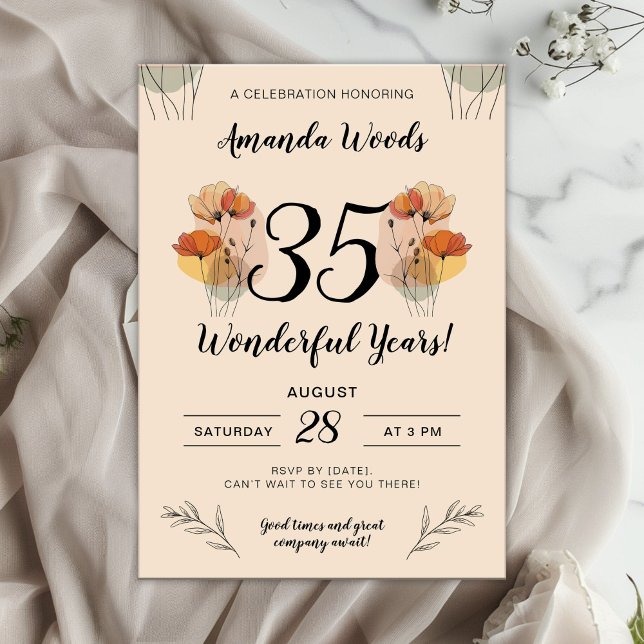 Invitación Celebración del aniversario floral suave (Subido por el creador)
