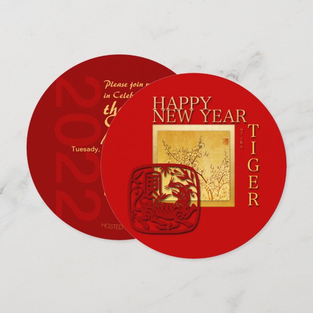 Invitación Celebración del Año del Tigre de China 2022 en la  (Anverso / Reverso)