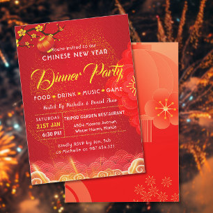 Invitación Celebración del Año Nuevo Chino con Fiesta de Oro