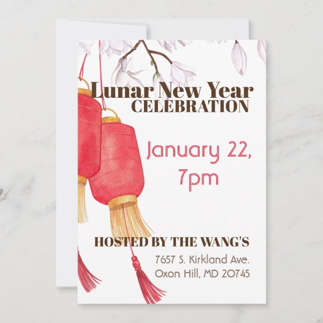 Invitación Celebración del Año Nuevo Lunar (Anverso)