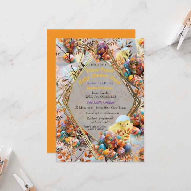Invitación Celebración del Bebé de Pascua (Anverso/Reverso In Situ)
