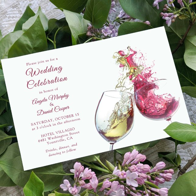 Invitación Celebración del Boda de danza del vino rojo y blan (Subido por el creador)