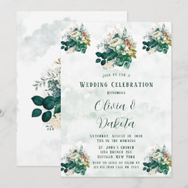 Invitación Celebración del Boda de Florals del Crema Verde Es