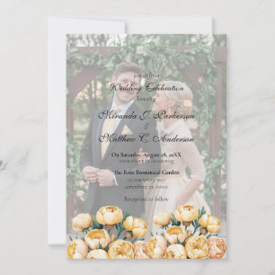 Invitación Celebración del Boda de fotos de flores de roya am