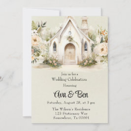 Invitación Celebración del Boda de la Iglesia Blanca Verde Cl