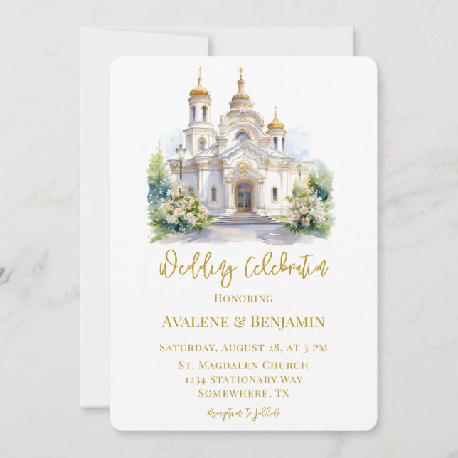 Invitación Celebración del Boda de la Iglesia Blanca y del Or (Anverso)