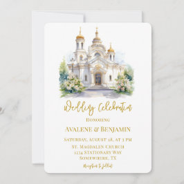 Invitación Celebración del Boda de la Iglesia Blanca y del Or