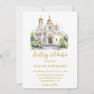 Invitación Celebración del Boda de la Iglesia Blanca y del Or