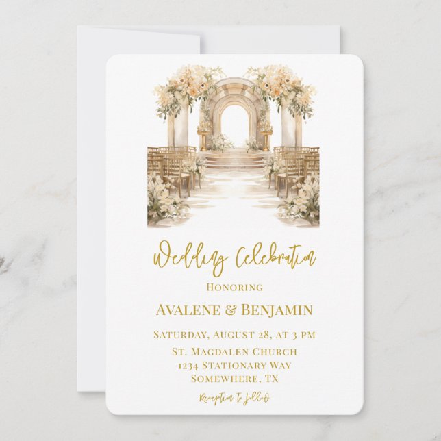 Invitación Celebración del Boda de la Iglesia Blanca y del Or (Anverso)