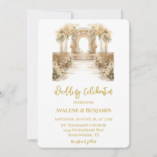 Invitación Celebración del Boda de la Iglesia Blanca y del Or