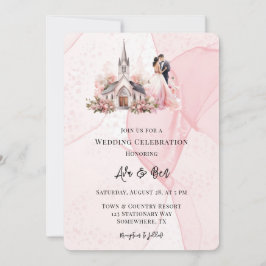 Invitación Celebración del Boda de la iglesia floral del alco