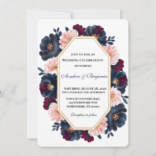 Invitación Celebración del Boda de madera de color rosa de bo