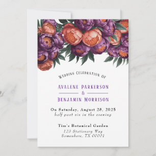 Invitación Celebración del Boda de puma y Naranja Paint Peony