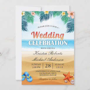 Invitación Celebración del Boda de verano de Palm Beach Tropi