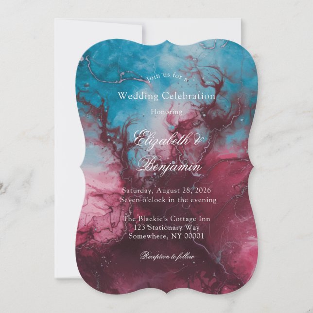 Invitación Celebración del Boda del alcohol azul turbio de Bo (Anverso)