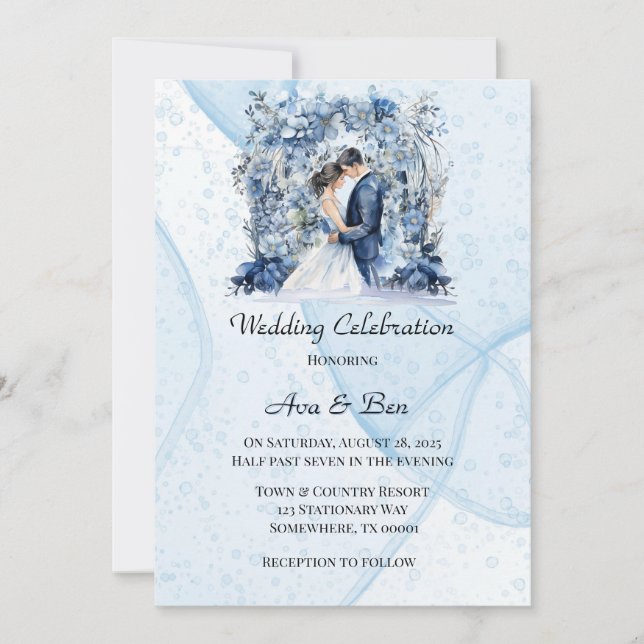 Invitación Celebración del Boda del Arco Floral de Tinta Alco (Anverso)