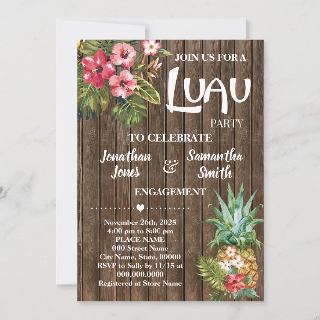 Invitación Celebración del boda del partido de compromiso de  (Anverso)